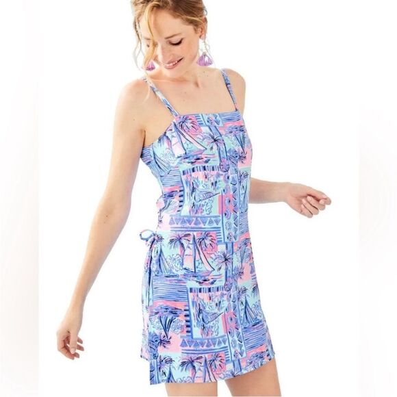 Lilly Pulitzer Sahar Romper in Whisper Blue Yeah Buoy Size 2 - Picture 1 of 16